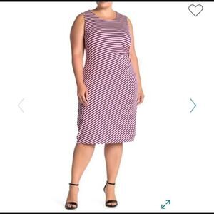 Bobeau Estelle mulberry & White side draped dress